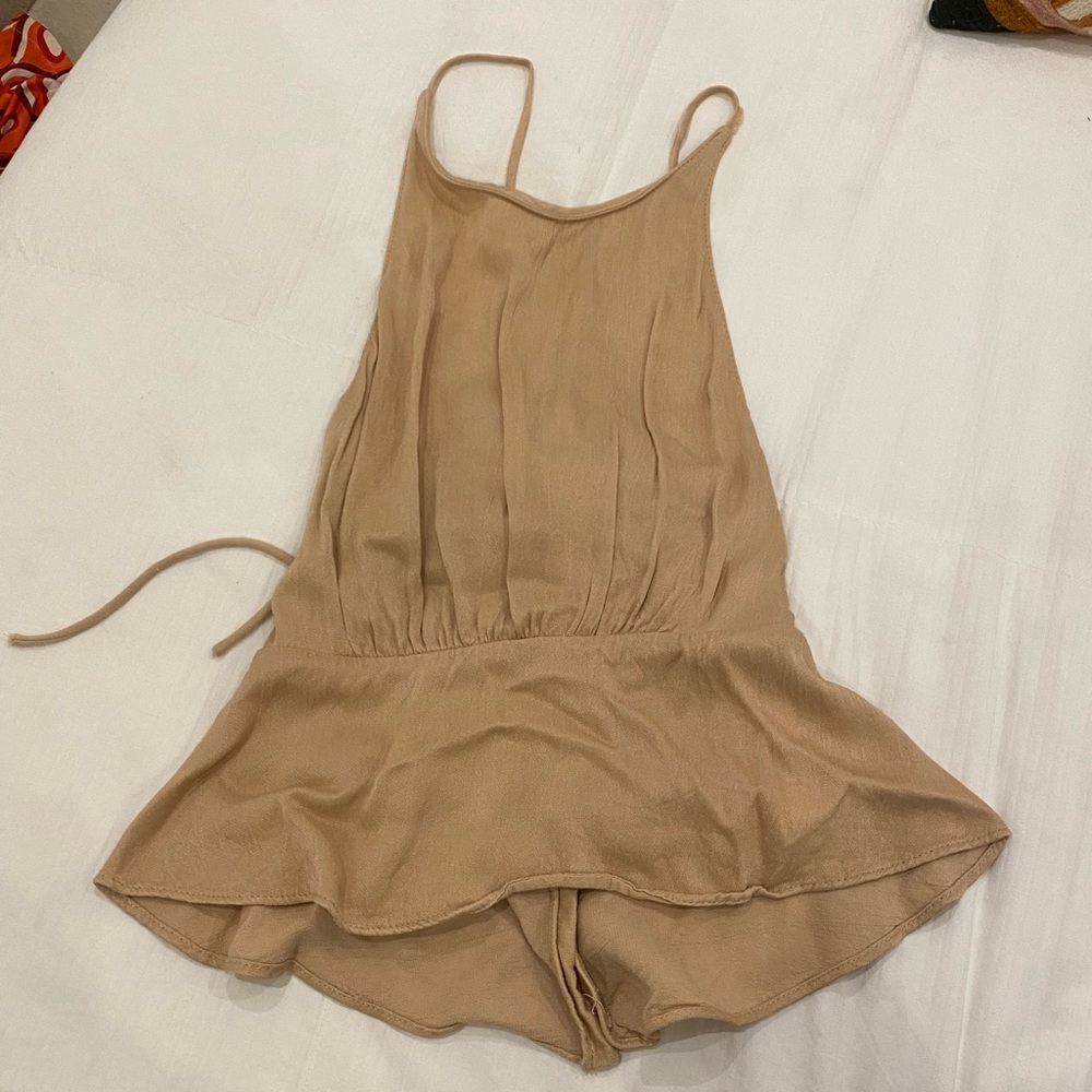 Zara Beige Cream Tie-Back Top